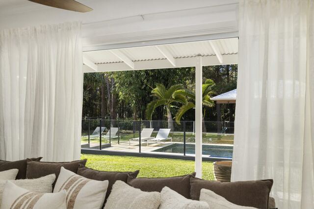 Living room with the pool beyond